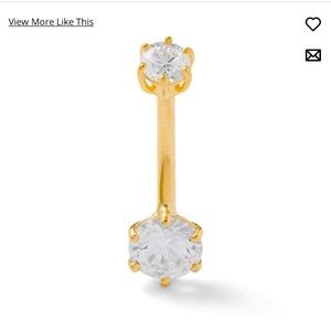 14 carat gauge cubic zirconia belly button ring in 10k semi-solid gold
